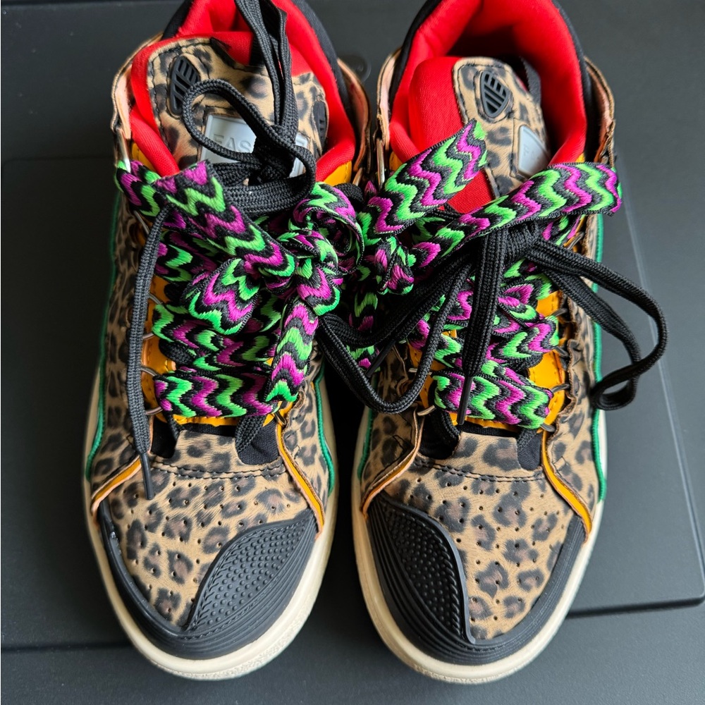 Leopard Print Sneakers with Multicolor Laces